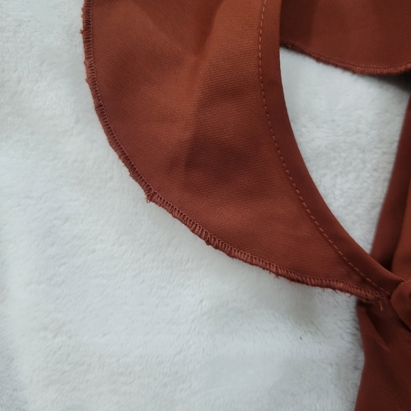 Cider Romper with Lace Up Back in Brown Orange Women's Size L - Picture 8 of 9